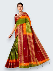 Jiarah Pure Cotton Zari Border Dual Tone Saree