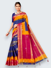 Jiarah Pure Cotton Zari Border Dual Tone Saree