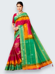 Jiarah Pure Cotton Zari Border Dual Tone Saree