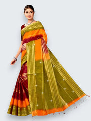 Jiarah Pure Cotton Zari Border Dual Tone Saree