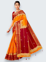 Jiarah Pure Cotton Zari Border Dual Tone Saree