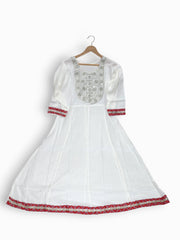 Jiarah Sequins Work White Anarkali Kurta Pant Set with Dupatta