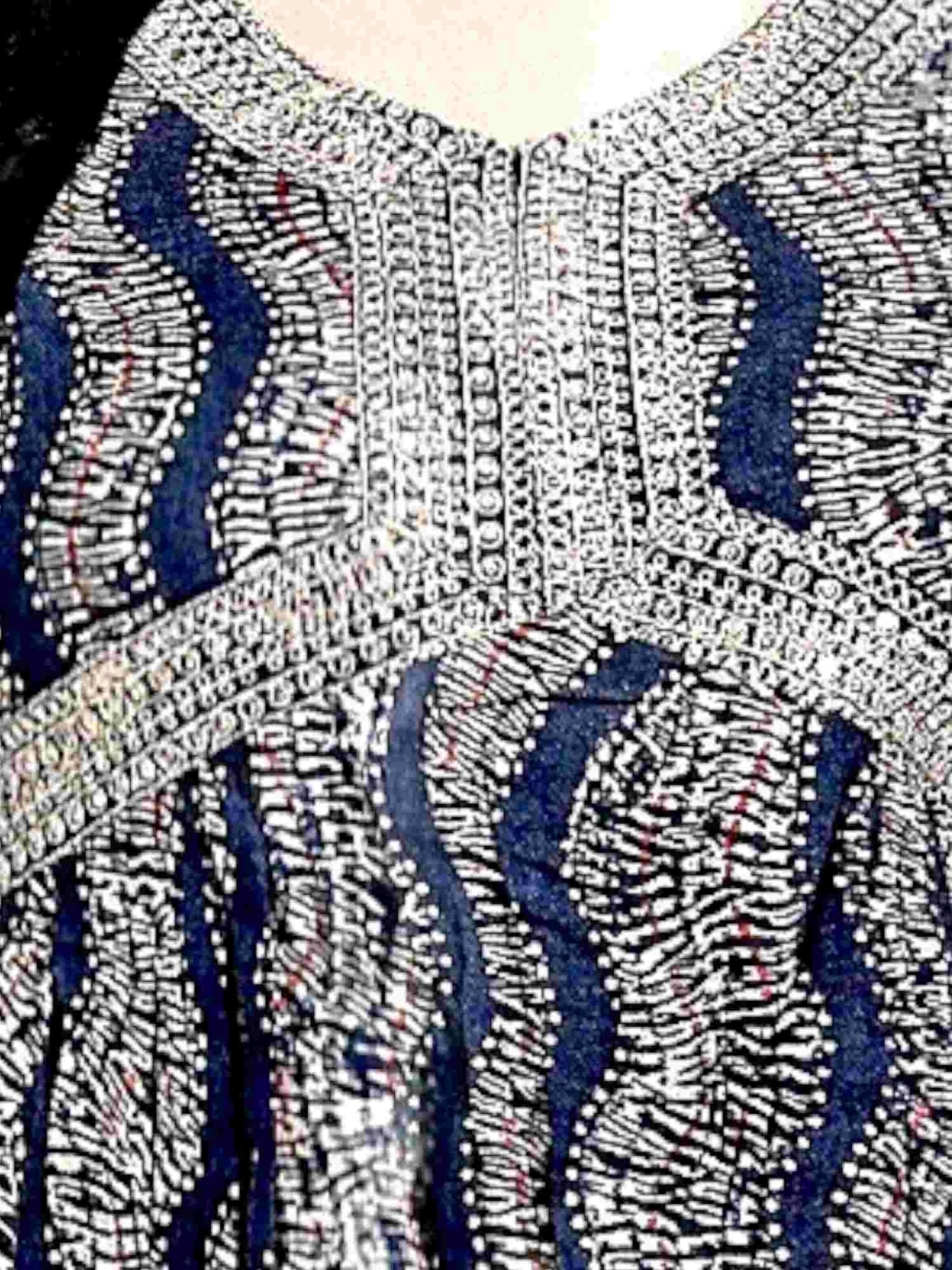 Jiarah Leheriya Foil Printed Sequins Work Paneled Kurta Pant Set With Dupatta Blue