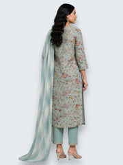 Jiarah Handwork Muslin Cotton Kurta Pant Set with Dupatta