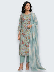 Jiarah Handwork Muslin Cotton Kurta Pant Set with Dupatta