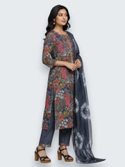 Jiarah Handwork Muslin Cotton Kurta Pant Set with Dupatta