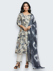 Jiarah Handwork Muslin Cotton Kurta Pant Set with Dupatta