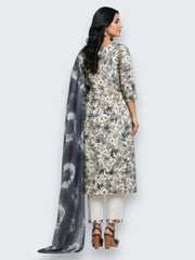 Jiarah Handwork Muslin Cotton Kurta Pant Set with Dupatta
