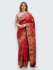 Jiarah Bandhej Patola Minakari Work Silk Saree