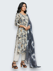 Jiarah Handwork Muslin Cotton Kurta Pant Set with Dupatta