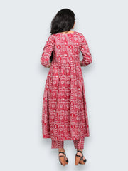 Jiarah Flared Middle Cut Pink Kurta Set with Gottapati Dupatta