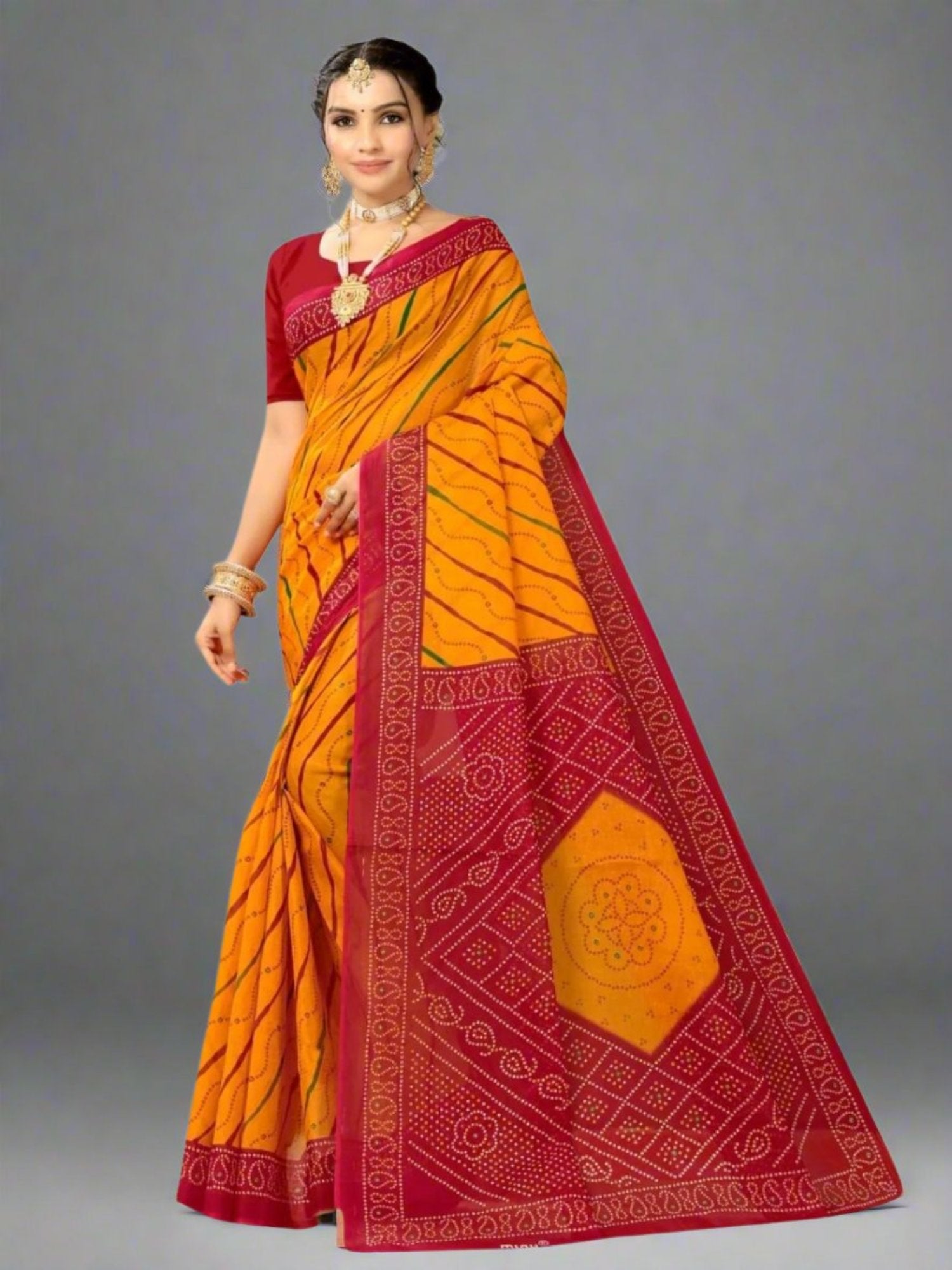 Jiarah Chuniri Print Cotton Saree