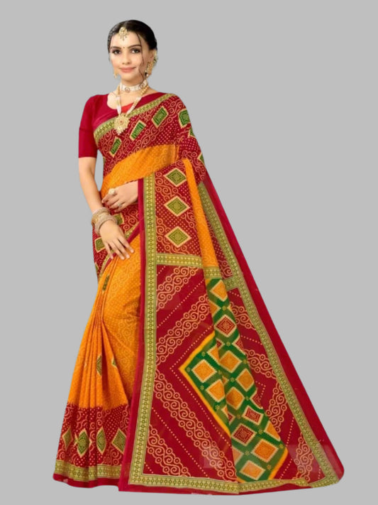 Jiarah Chandrakhani Bandhani Print Cotton Saree