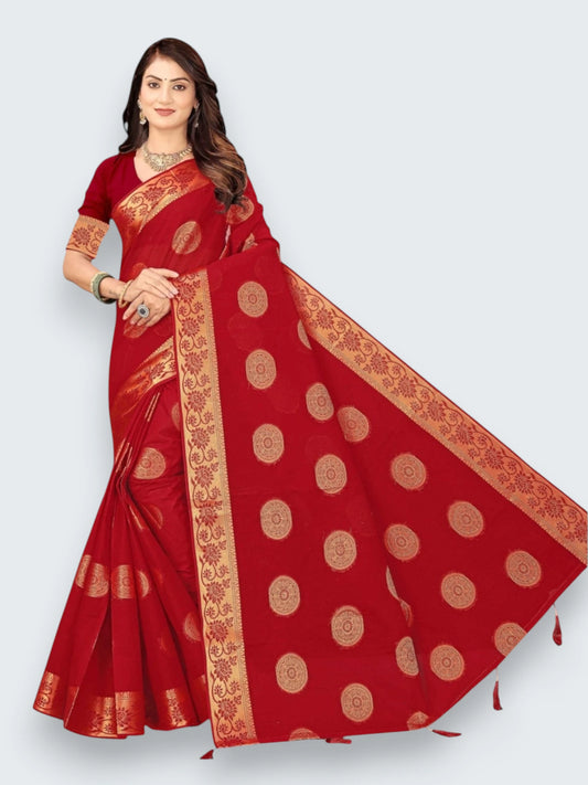 Jiarah Pure Cotton Floral Embroidery Saree