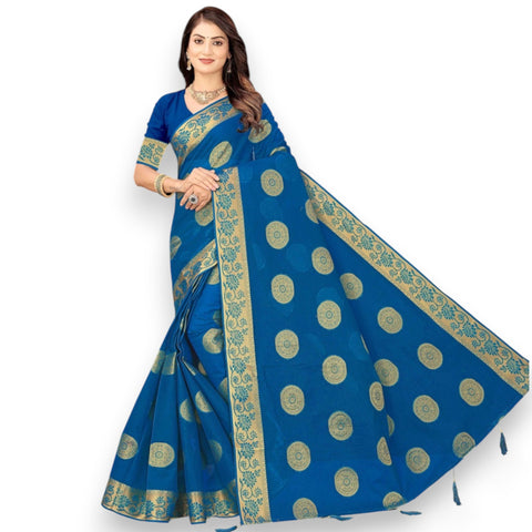 Jiarah Pure Cotton Buti Embroidery Saree