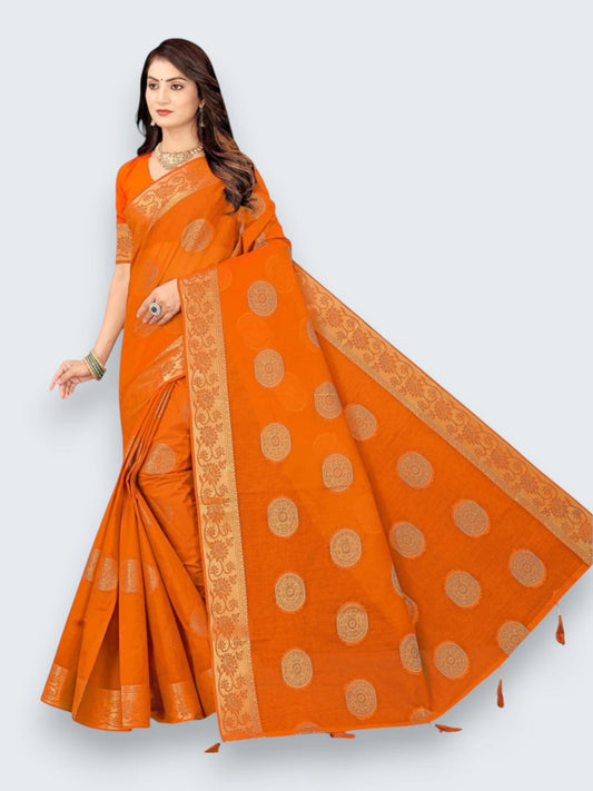 Jiarah Pure Cotton Floral Embroidery Saree
