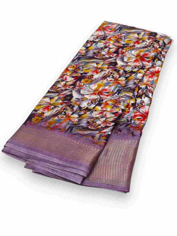 Jiarah Dola Silk With Zari Border Floral Print Saree