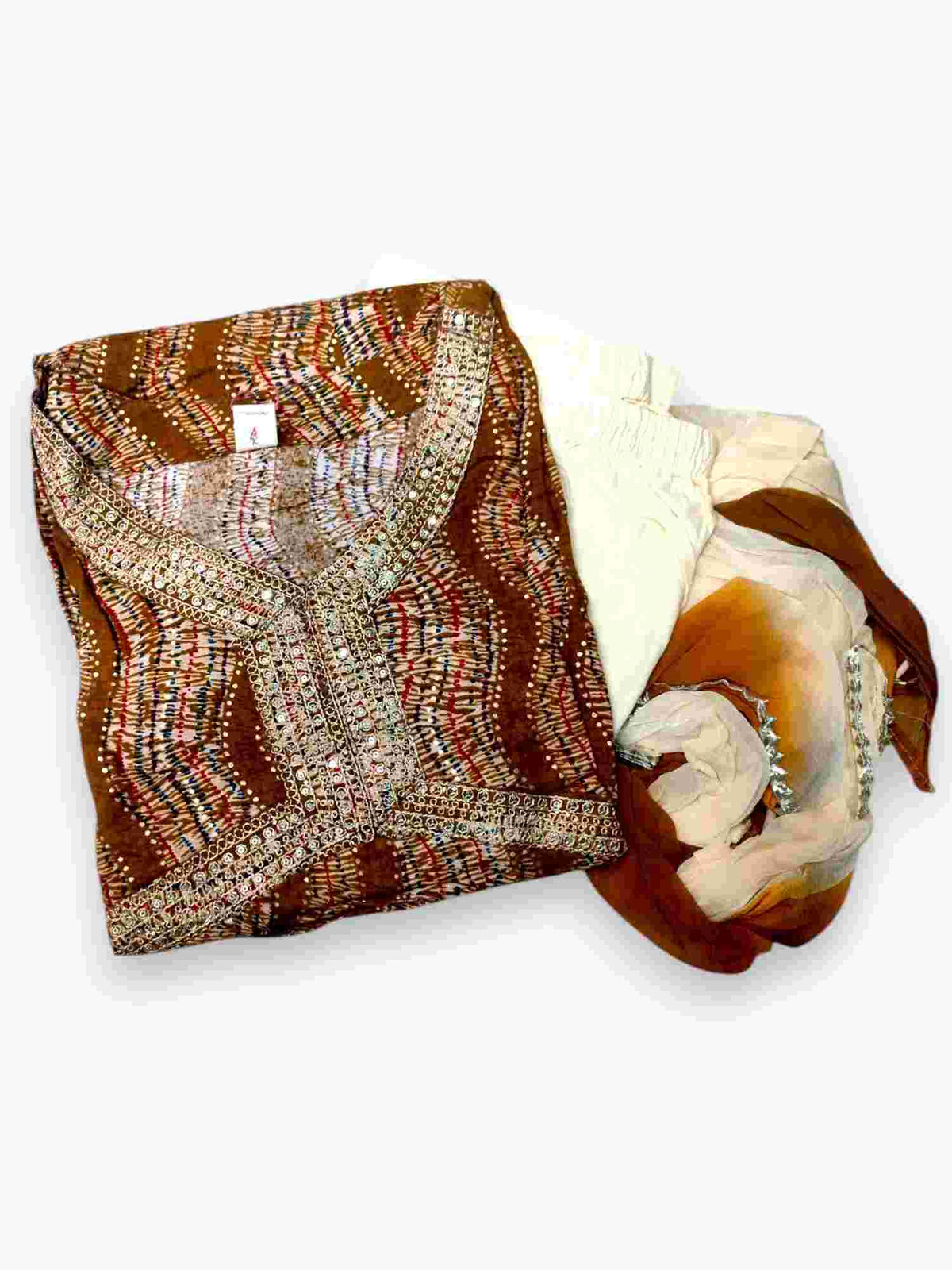 Jiarah Leheriya Foil Printed Sequins Work 