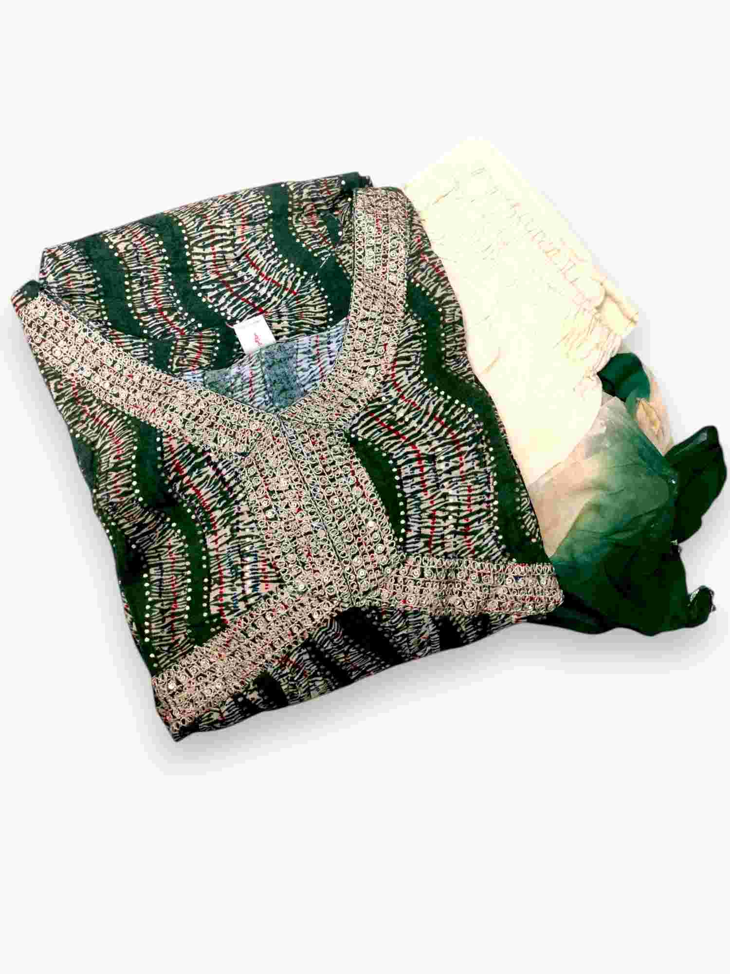 Jiarah Leheriya Foil Printed Sequins Work 