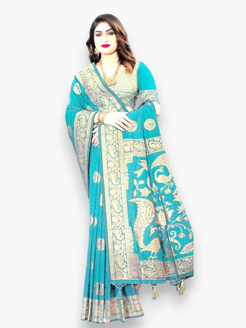 Jiarah Banarasi Silk Hast Kala Jacquard Saree