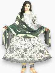 Jiarah Threadwork Floral Print Anarkali Kurta Pant Set with Dupatta Jiarah