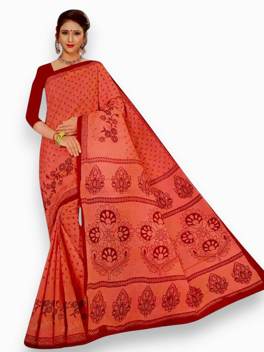 Jiarah Pure Cotton Floral Embroidery Saree
