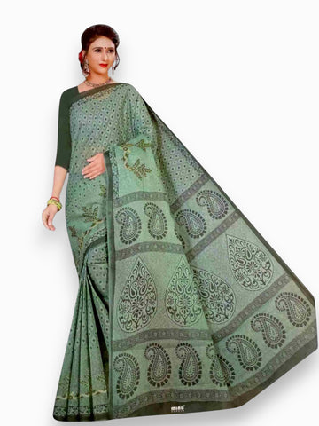 Jiarah Pure Cotton Floral Embroidery Saree