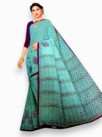 Jiarah Pure Cotton Buti Embroidery Saree