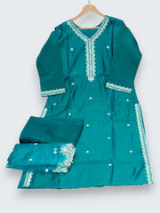Jiarah Roman Silk Embroidery Thread Work Kurta Set with Dupatta